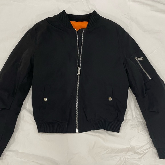 Fornia Jackets & Blazers - Fornia Black Bomber Jacket w/ Orange Lining - Size Large